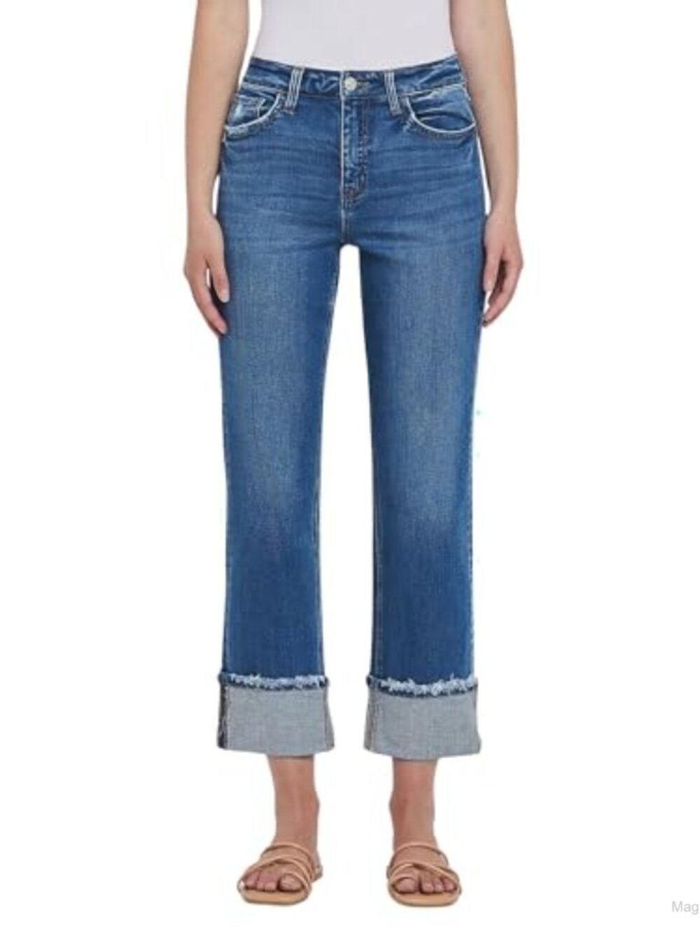 High Rise Straight Leg Stretch Jeans Modern Fit Comfortable Denim